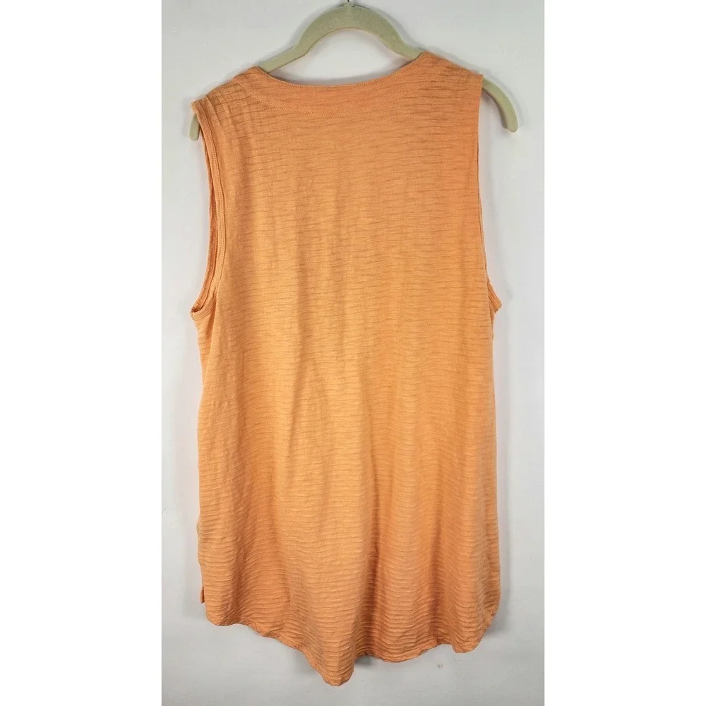 Soft Surroundings Top Women's L Relaxed Tank Tangerine Hi-Lo V-Neck